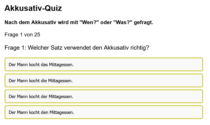  Akkusativ-Quiz